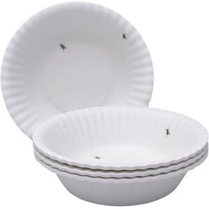 ONE HUNDRED 80 DEGREES White w Ants Melamine Dinnerware - 6 in Bowls - Set of 4
